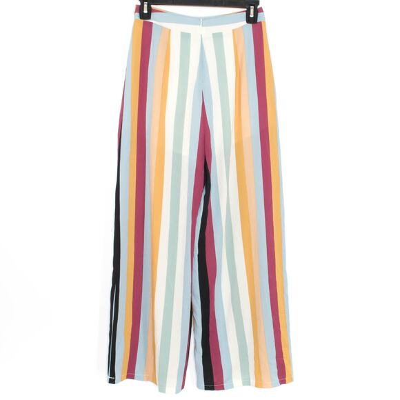 NWT Lush Womens Pants Wide Leg Stripe Crop Boho Hippie Festival Size Small KU - Picture 3 of 3